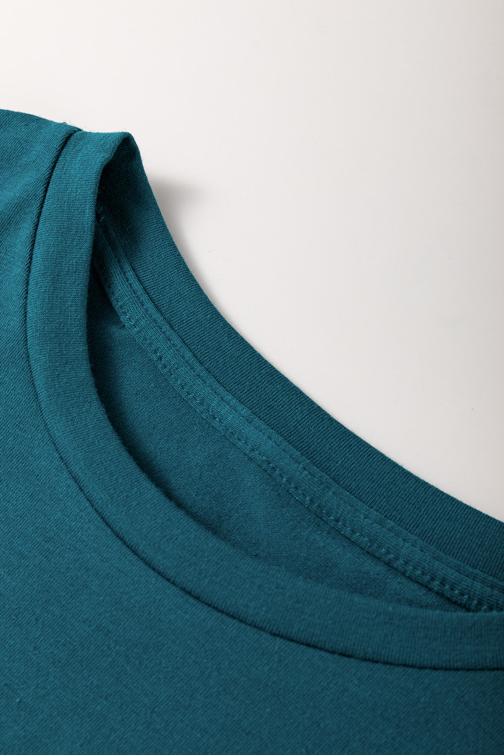 Blue Sapphire Solid Color Round Neck T Shirt