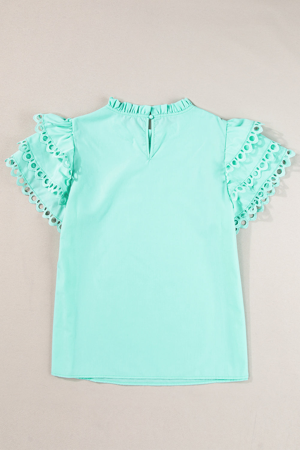 Beau Blue Layered Cap Sleeve Frill Neck Blouse