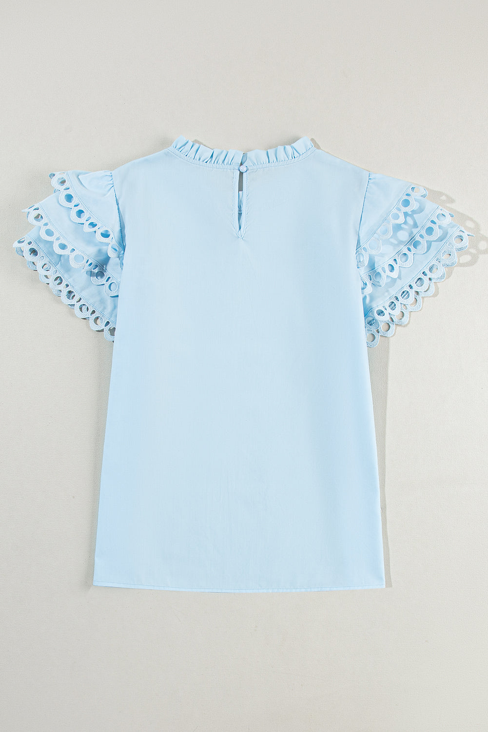 Beau Blue Layered Cap Sleeve Frill Neck Blouse